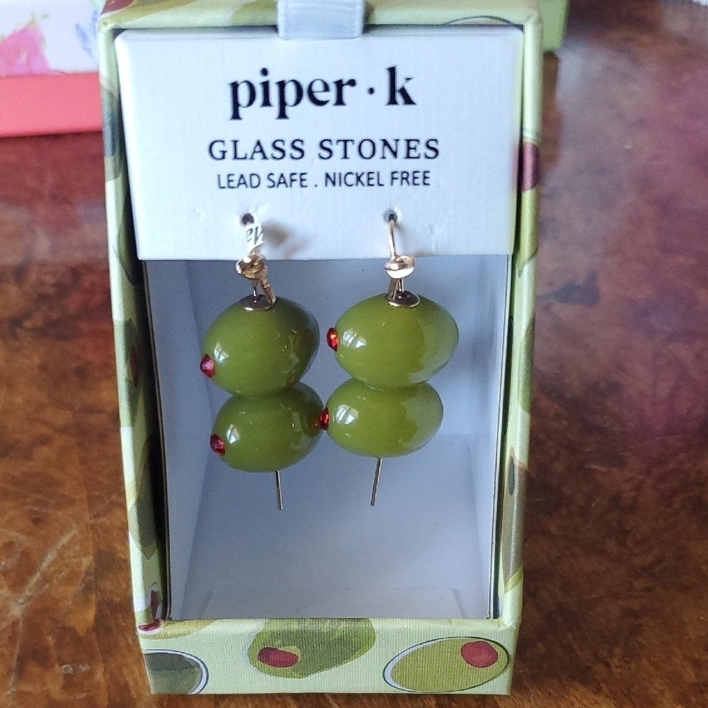 Piper Green Glass Stone Earrings